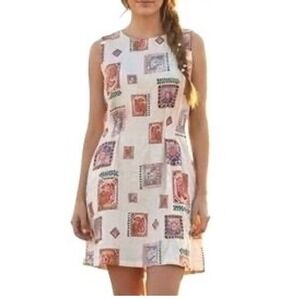 Paper Heart Anthropologie Viral Aperol Spritz Linen Blend‎ Dress Size M